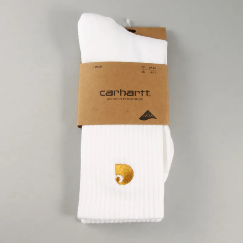 Carhartt WIP Chase Socks - White/Gold-1